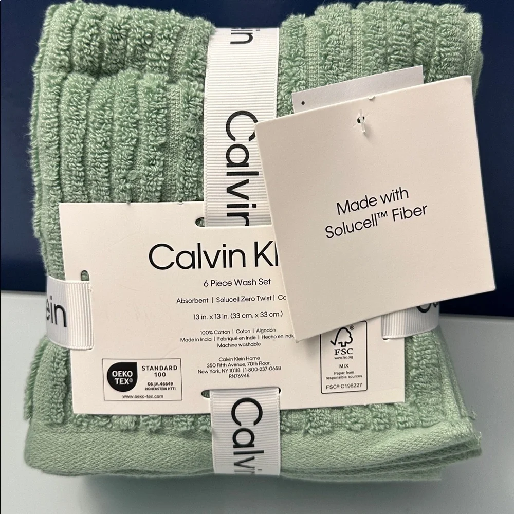 NWT Calvin Klein 6 Piece Wash Cloth Set